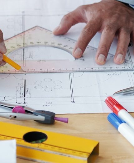 Cropped image of engineer drawing construction plan